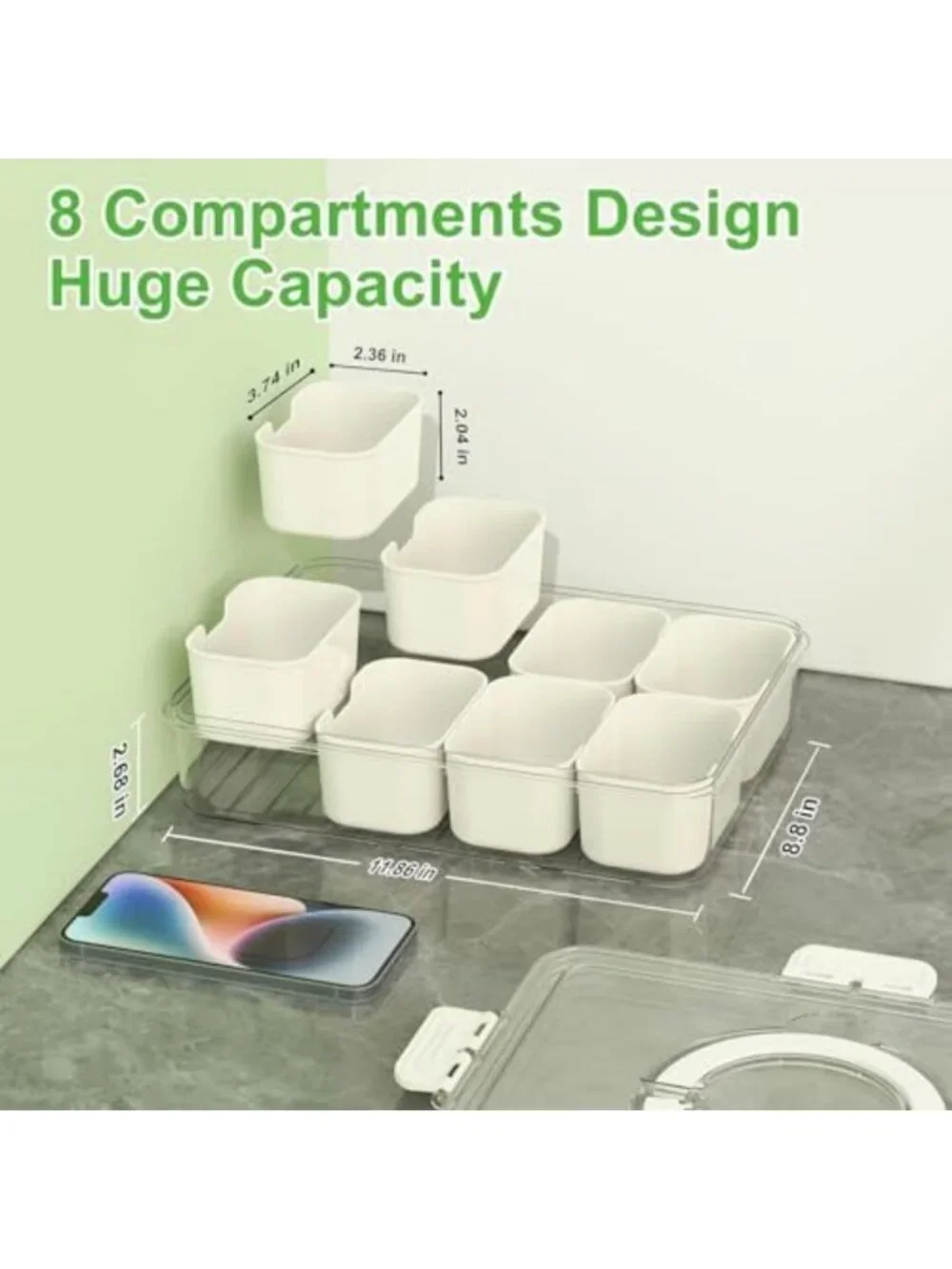 2 Pack Snack Box Containers with Lid & Handle - Divided Serving Trays for